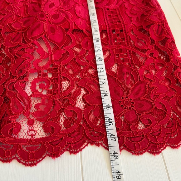 Antonio Melani Lace Midi Dress Womens 14 Red Floral Half Sleeve - Picture 8 of 12